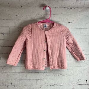 Petit bateau pink quilted look light weight jacket size 24 months
